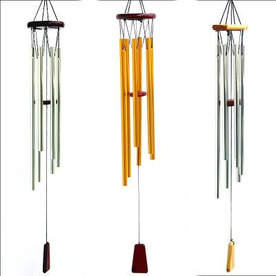 Antique Mahogany Lengthened 6 Tube Wind Chimes Door Wall Hanging Garden Tubes Bells Ornamental Pendant Metal Wooden Handicraft Gifts