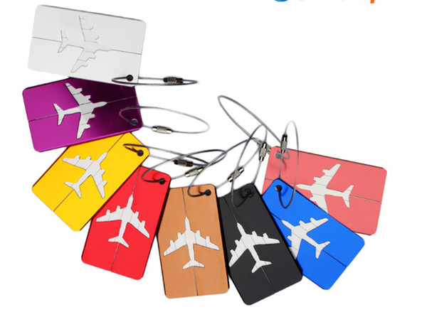 Mix colors Plane Luggage ID Tags Boarding Travel Address ID Card Case Bag Labels Card Dog Tag Collection Keychain Key Rings