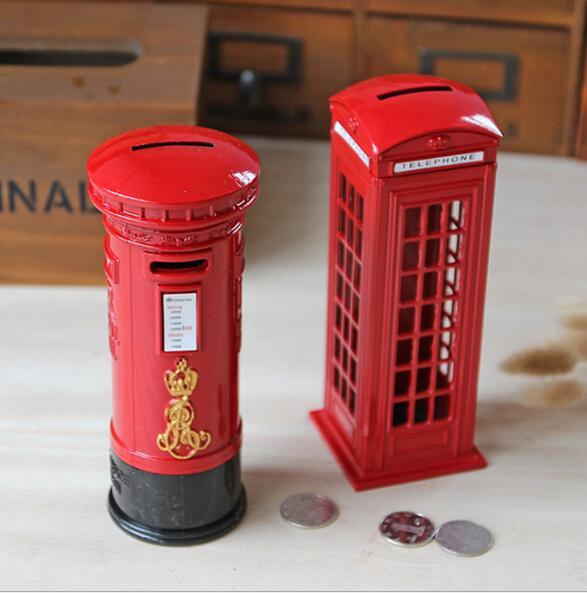 Creative red postbox piggy bank Iron crafts piggy bank piggy bank Bedroom home decoration ornaments creative fashion home