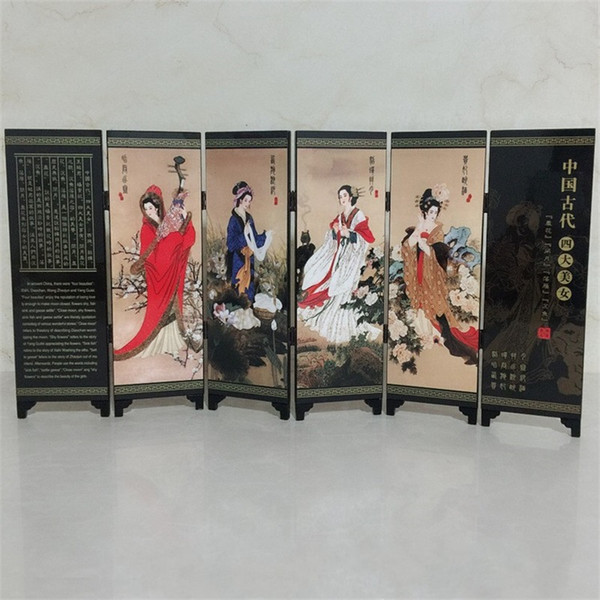 Oriental Chinese Golden Lacquer Folding Rooms Screen Divider Four Great Beauties Women Birthday Gifts Screens Room Dividers 24 9jl gg