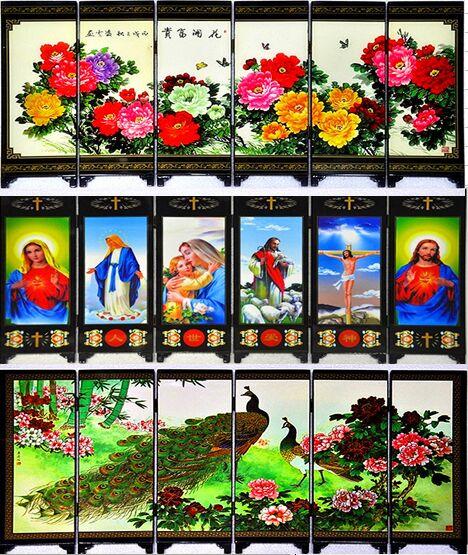 Oriental Chinese Golden Lacquer Folding Room Screen Divider Four Great Beauties / PEAFOWL FLOWER LACQUER SCREEN 8 style options