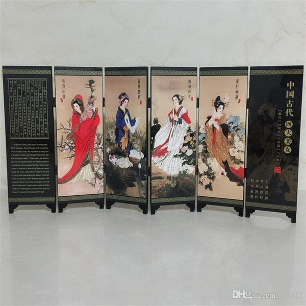 Oriental Chinese Golden Lacquer Folding Rooms Screen Divider Four Great Beauties Women Birthday Gifts Screens Room Dividers 24 9jl gg