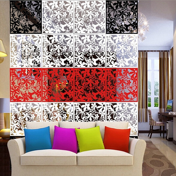 Flower Wallpaper Wall Sticker Hanging Screen Curtain Room Divider Partition New Fashion Home Decoration 4pcs/lot