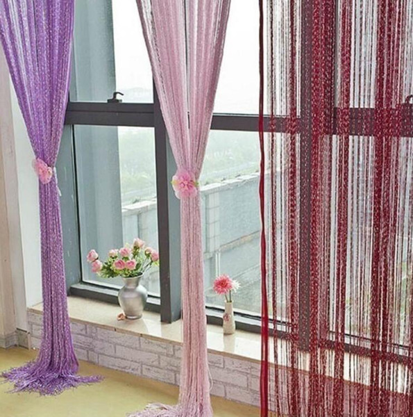 New Home Textile 1x2M Pretty Bar/Shop Divider Room Tassel Silver Silk Strong Window Door Tassel Hanging Curtain Decoration