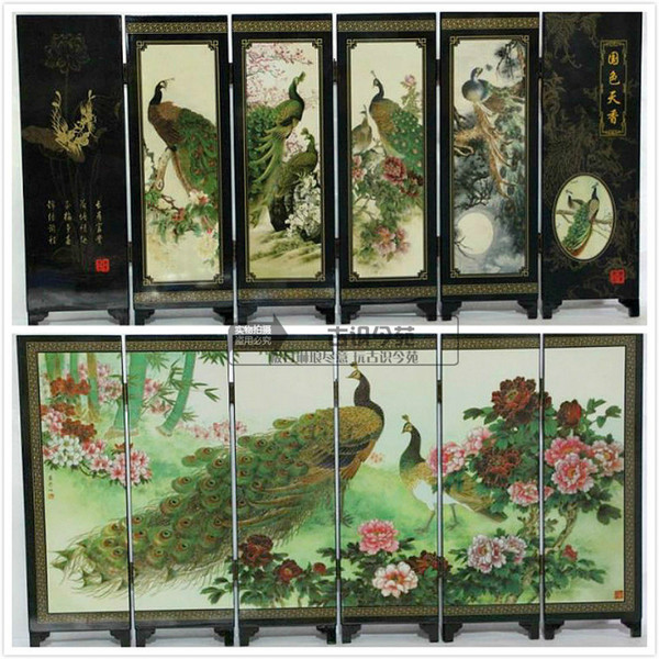 Very beautiful peacock fine lacquer process small screen with Chinese characteristics