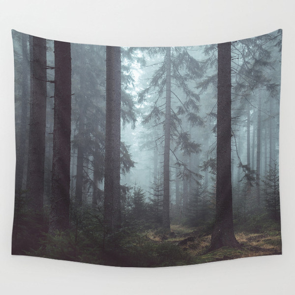 wood mist forest wall hanging cloth decorative scenery tapestry polyester nordic decor trendy printed tenture