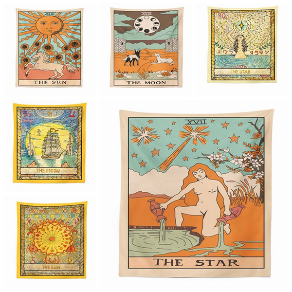 European tarot tapestry astrology wall hanging decoration cloth sun moon star tenture mural modern room dorm decor