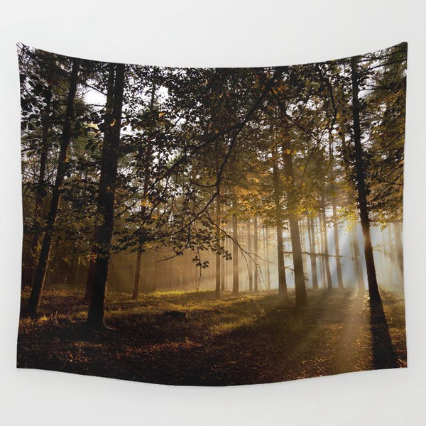 fall winter room dorm decor sunlight trees forest tapestry nordic tenture mural modern decorative carpet blanket