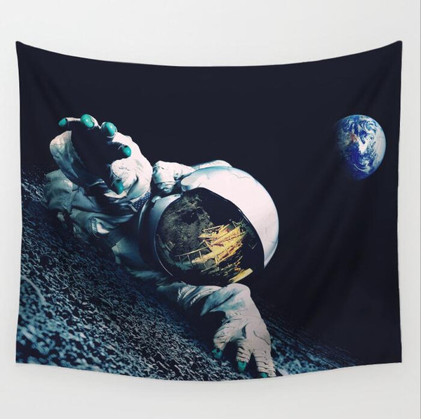 outer space tapestry spaceman moon star wall hanging art night scenery home office tenture mural modern carpet
