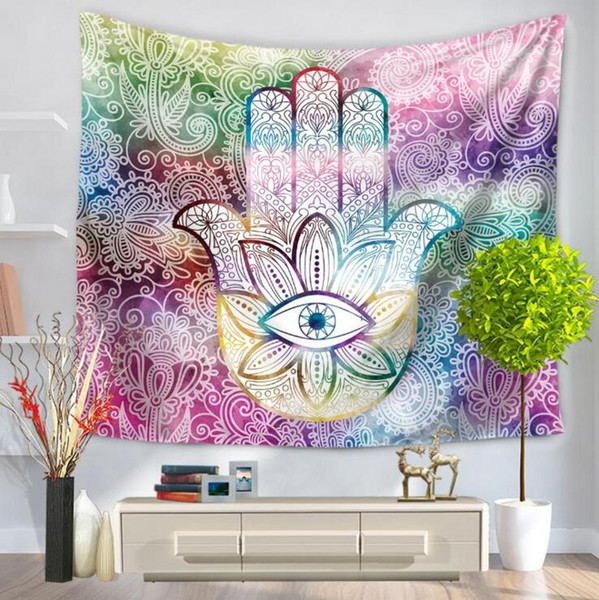 ethnic eye in hand wall hanging decoration boho indian style fabric tapestry polyester beach towel carpet