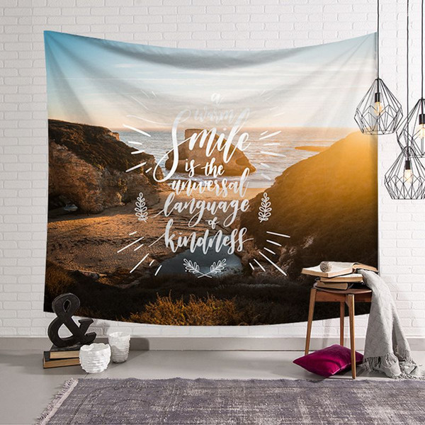 spiritual quotes and nature scenic scenery wall tapestry coastal decor hanging cloth room dorm farmhouse bedhead mural tapiz