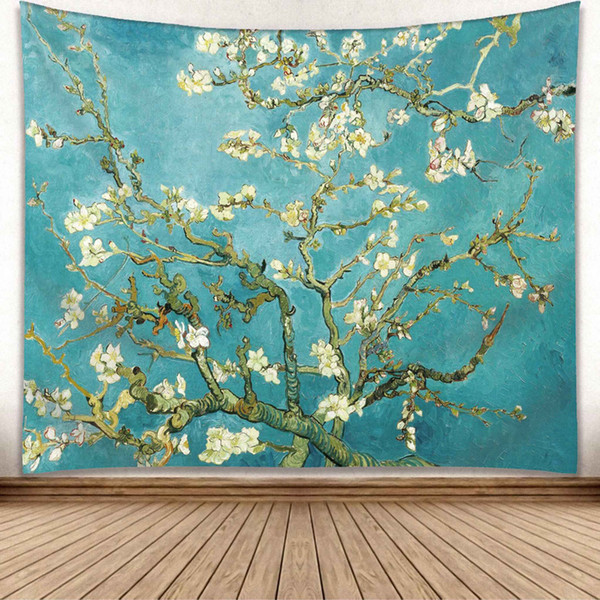 Polyester Fiber Material Tapestry 100*150CM Impressionism Style Oil Painting Artistic Beautiful Scenery Decorative Wall Background Home Use