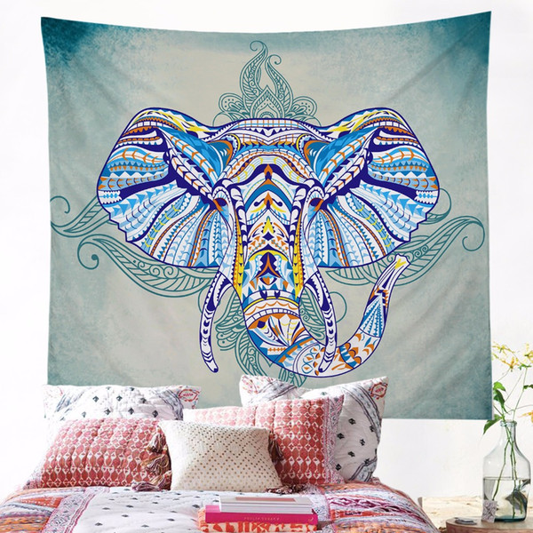 Elephant Tapestry Wall Hanging Animal Twin Hippie Tapestry Blue Boho Hippy Bohemian Dorm Decor 150x150cm Bedspread