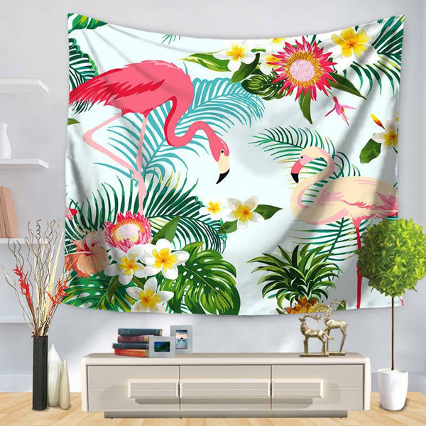 Tropical Rainforest Flamingo Tapestry Wall Hanging Bedspread Beach Towel Picnic Mat High Quality Size 130cmx150cm & 150cmx200cm