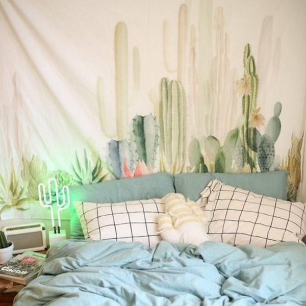 Green plants cactus hanging cloth tapestry,multi-function tapestry 150*200cm, table cloth, wall cloth, wearable beach blanket