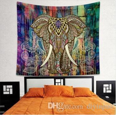 21 designs 130*150cm elephant printed Bohemian square tapestry Yoga Mat Towel Beach Towel shawl landscape wall Tapestry bedroom decorations