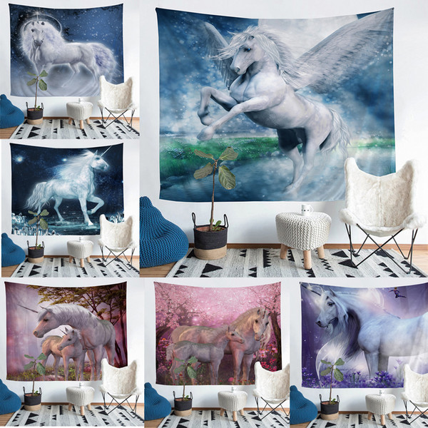 Wholesale - Unicorn Tapestry Fresco Yoga Beach Blanket Towel Home Decoration Beachwear Bath Throw Shawl Rugs Tablecloths