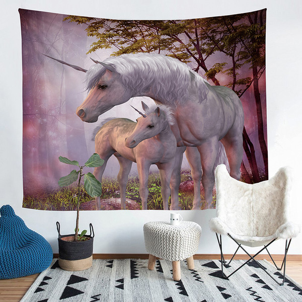 3D Unicorn Polyester Tapestry Fresco Yoga Beach Blanket Towel Home Decoration Beachwear Bath Throw Shawl