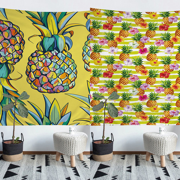 Pineapple Pattern Polyester Tapestry Fresco Yoga Beach Blanket Towel Home Decoration Beachwear Bath Throw Shawl