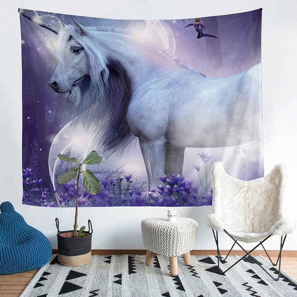 Wholesale - Beautiful Unicorn Polyester Tapestry Fresco Yoga Beach Blanket Towel Home Decoration Beachwear Bath Throw Shawl