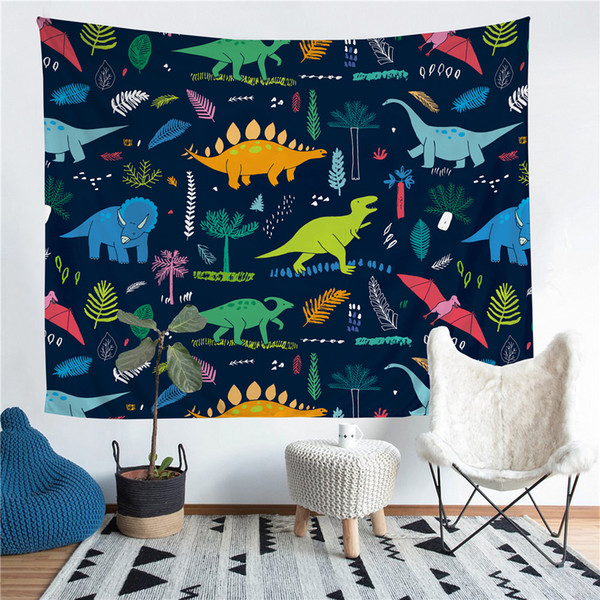 Wholesale - Dinosaur Puzzle and Beach Polyester Tapestry Fresco Yoga Beach Blanket Towel Home Decoration Beachwear Bath Throw Shawl