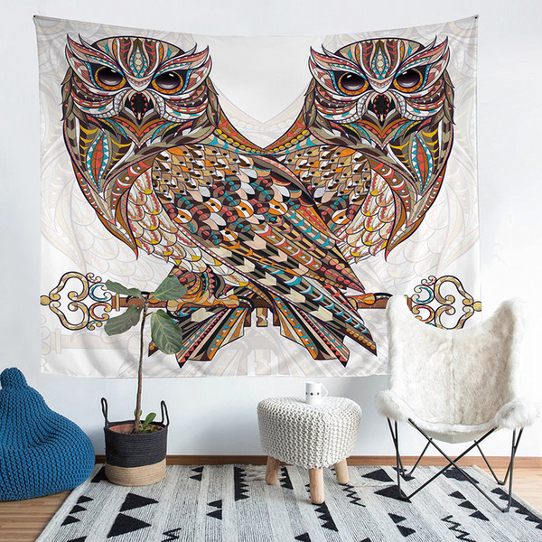 Wholesale - Art Owl Polyester Tapestry Fresco Yoga Beach Blanket Towel Home Decoration Beachwear Bath Throw Shawl