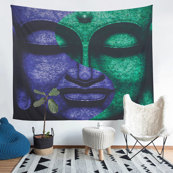 Wholesale -Buddha Head Polyester Tapestry Fresco Yoga Beach Blanket Towel Home Decoration Beachwear Bath Throw Shawl