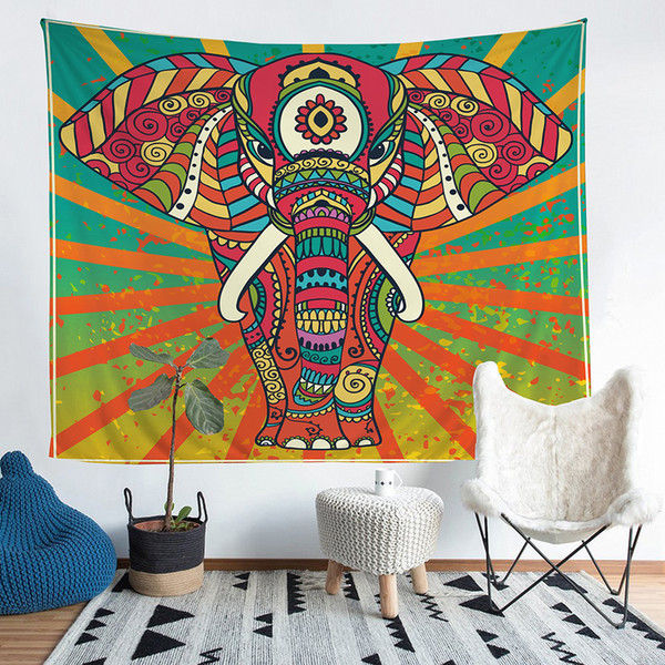 Wholesale - Elephants In The Sunset Polyester Tapestry Fresco Yoga Beach Blanket Towel Home Decoration Beachwear Bath Throw Shawl