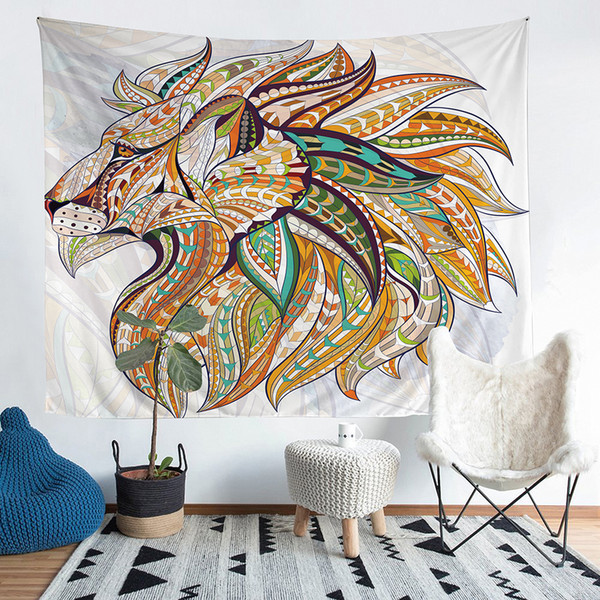 Wholesale - Lion and Peacock Polyester Tapestry Fresco Yoga Beach Blanket Towel Home Decoration Beachwear Bath Throw Shawl