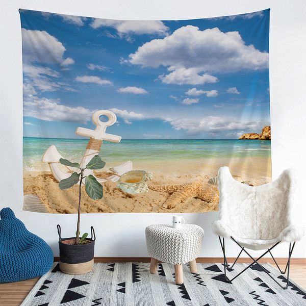 Wholesale - 3D Anchor Polyester Tapestry Fresco Yoga Beach Blanket Towel Home Decoration Beachwear Bath Throw Shawl