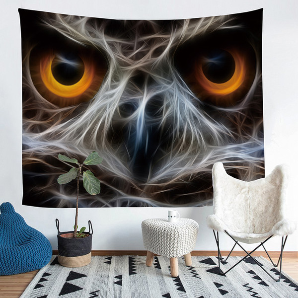 Wholesale - 3D Owl and Bald Eagle Polyester Tapestry Fresco Yoga Beach Blanket Towel Home Decoration Beachwear Bath Throw Shawl