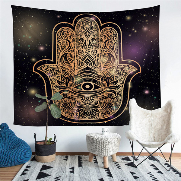 Wholesale - Five-fingered Buddha Lotus Polyester Tapestry Fresco Yoga Beach Blanket Towel Home Decoration Beachwear Bath Throw Shawl