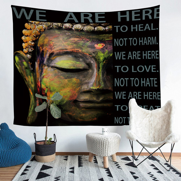 Wholesale - Buddha Statue Polyester Tapestry Fresco Yoga Beach Blanket Towel Home Decoration Beachwear Bath Throw Shawl