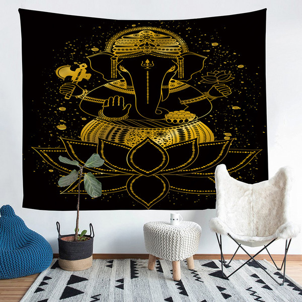 Wholesale - Indian Buddha Polyester Tapestry Fresco Yoga Beach Blanket Towel Home Decoration Beachwear Bath Throw Shawl