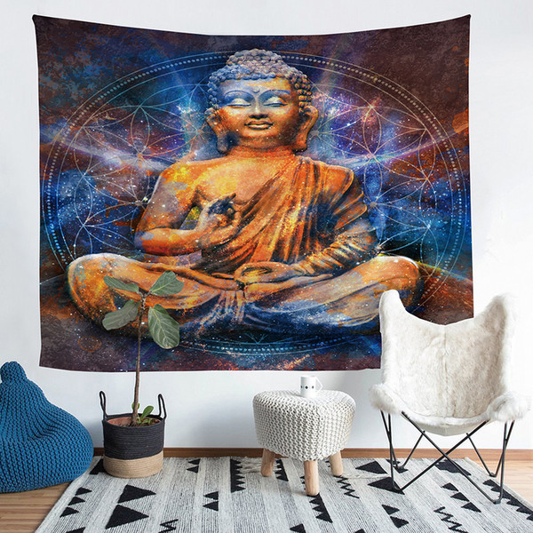 Wholesale - 3D Buddha Statue Polyester Tapestry Fresco Yoga Beach Blanket Towel Home Decoration Beachwear Bath Throw Shawl