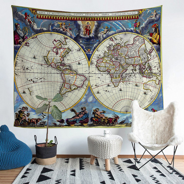 World Plate Drawing Multicolor Tapestry 36*25 60*51 80*68 104*88 Inch