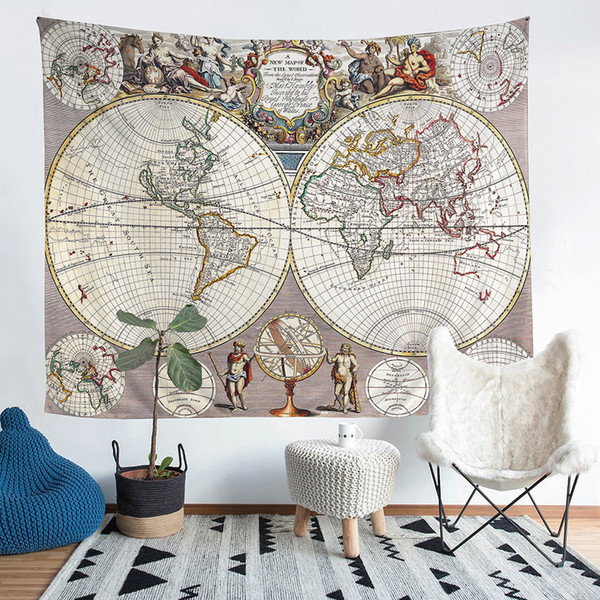 Bedroom Living Room Wall Decoration World Latitude and Longitude Drawings Multicolor Tapestry 36*25 60*51 80*68 104*88 Inch