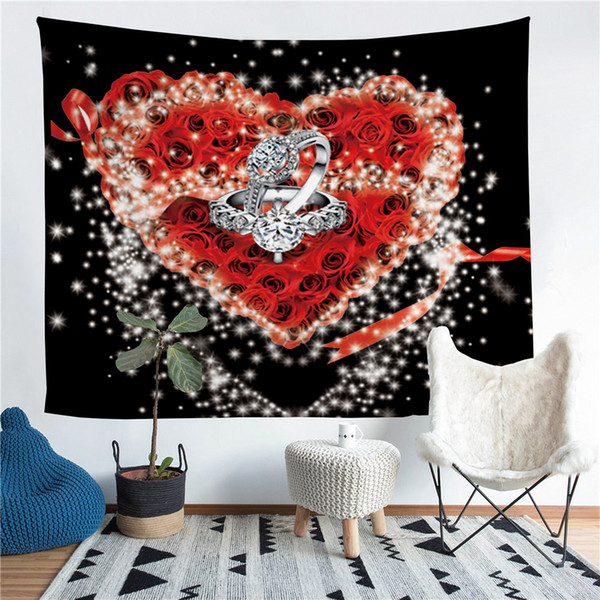 Wholesale - Red Rose Polyester Tapestry Fresco Yoga Beach Blanket Towel Home Decoration Beachwear Bath Throw Shawl