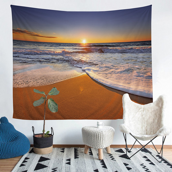 Wholesale Sunset Beach 3D Art Tapestry Wall Hanging Tapisserie Home Decoration Beachwear Bath Throw Shawl All Size