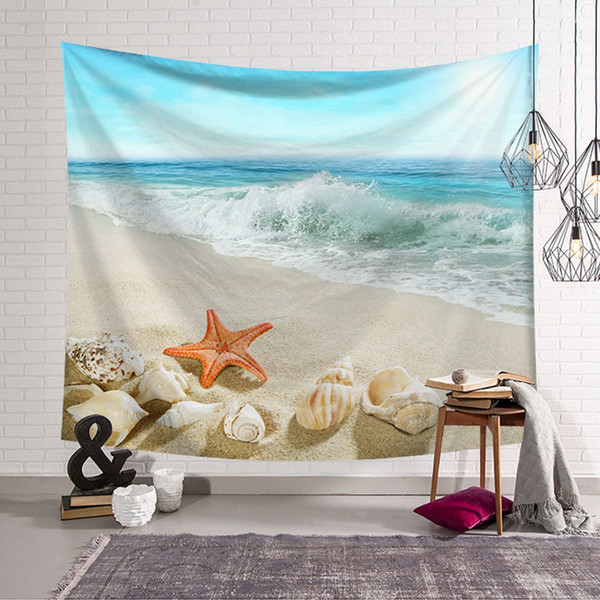 Shell Starfish Wall Hanging Tapestry Beach Blanket Hawaii Towel Wall Decor Fabric Tapestries