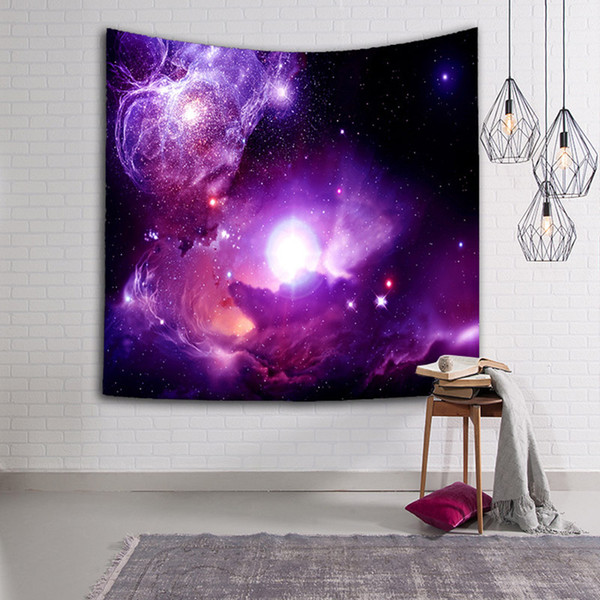 Purple Tapestry Wall Hanging Universe Painting Wall Cloth Decoration Beach Towel Carpet