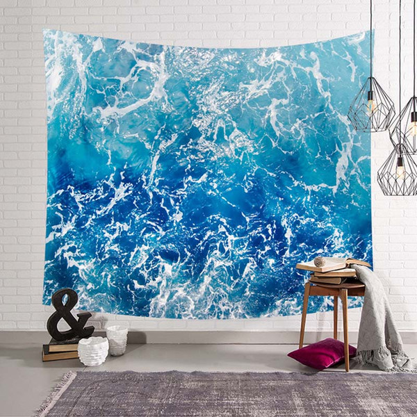 Fabric Wall Tapestry Ocean Painting Wall Hanging Home Textile Decoration Towel Beach Carpet