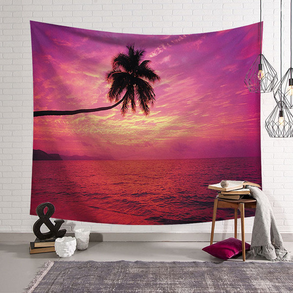 Palm Tree Mats Sea Beach Tapestry Wall Hanging Table Cloth Bedspread The Wall Fabric Home Decoration