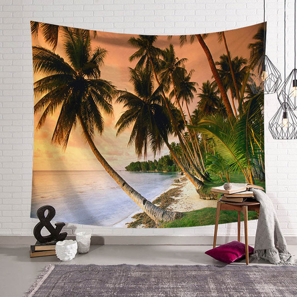 Palm Trees Tapestry Quote Hippie Blanket Home Textile Wall Hanging Fabric Bedspread Beach Towels