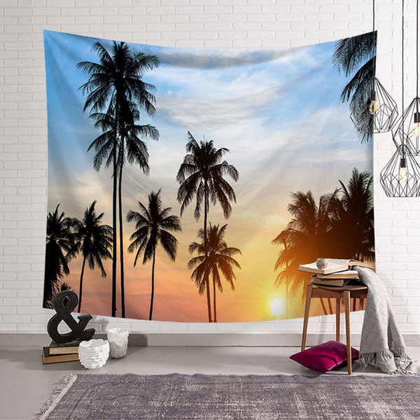 Nature Tapestry Wall Fabric Boho Home Decor Palm Trees Wall Tapet Show Piece For Home