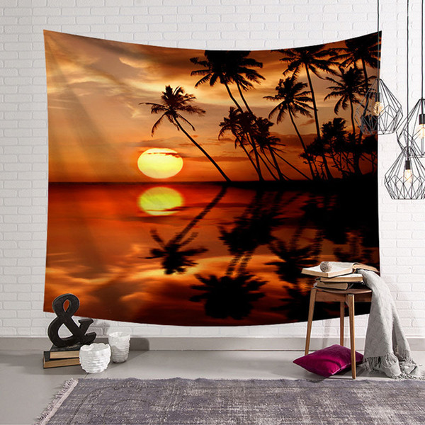 Sunset Scenery Tapestry Palm Tree Decoration Wall Hanging Farmhouse Decor Wall Cloth