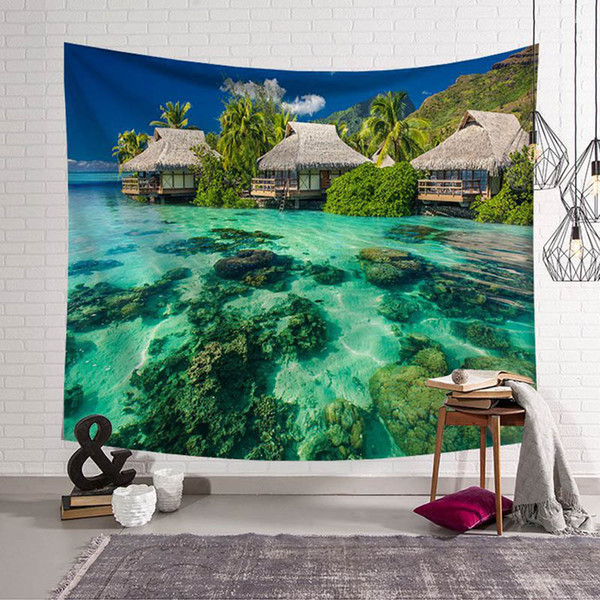 Landscape Wall Tapestry Sea Theme Decorations Home Textile Mexican Blanket Bedspreads Hippies Wall Hanging