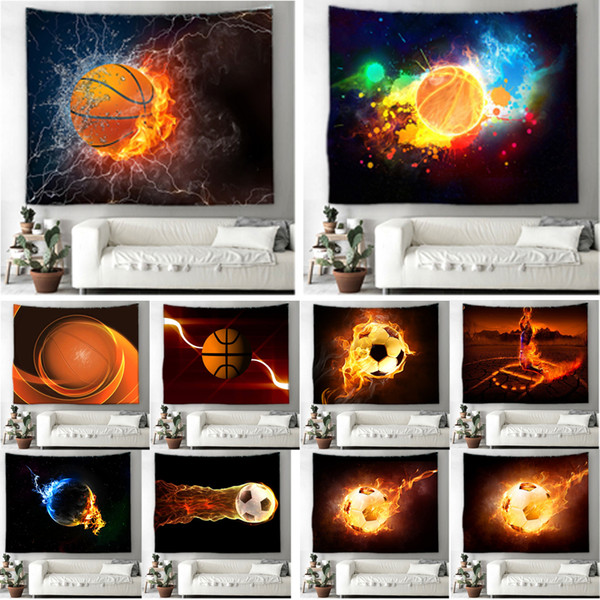 130x150cm Creative movement Ball Rugby Football Basketball Mode Flame Tapestry Personality Multicolored Painting Shower Curtains Practical