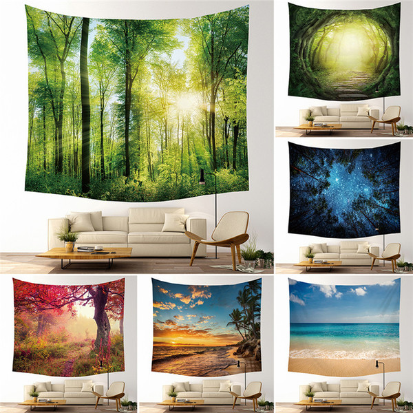 9 Designs Wall Hanging Tapestry Forest Space Beach Towel Shawl Bohemian Mandala Yoga Mat Tablecloth Polyester Tapestrie