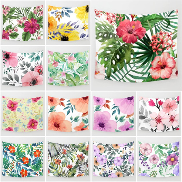 51x59 Inches Fashion Tropical Garden Watercolor Floral Pattern Print Polyester Wall Hanging Tapestry Summer Beach Towel Shawls Yoga Mat Ho